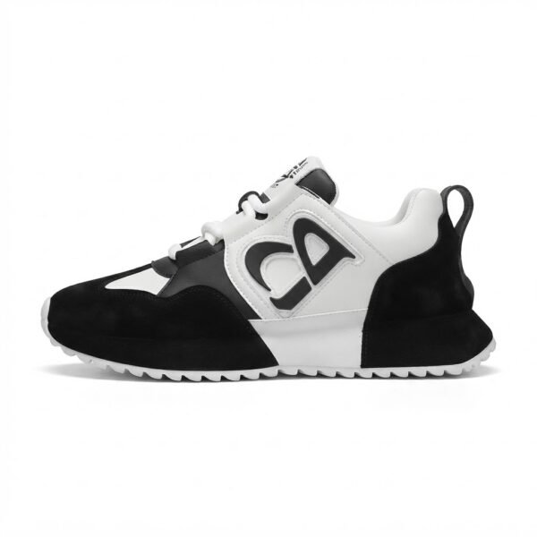 Monarch Executive Stride - Men's Cream & Black Signature Leather Sneakers